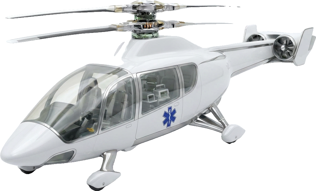 Avectra 101 rotor and airframe technical render illustrating its safety design